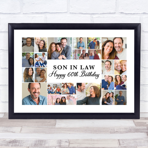 Photo Collage 60th Birthday Custom Gift For Son-In-Law 22-Photo Print Or Canvas