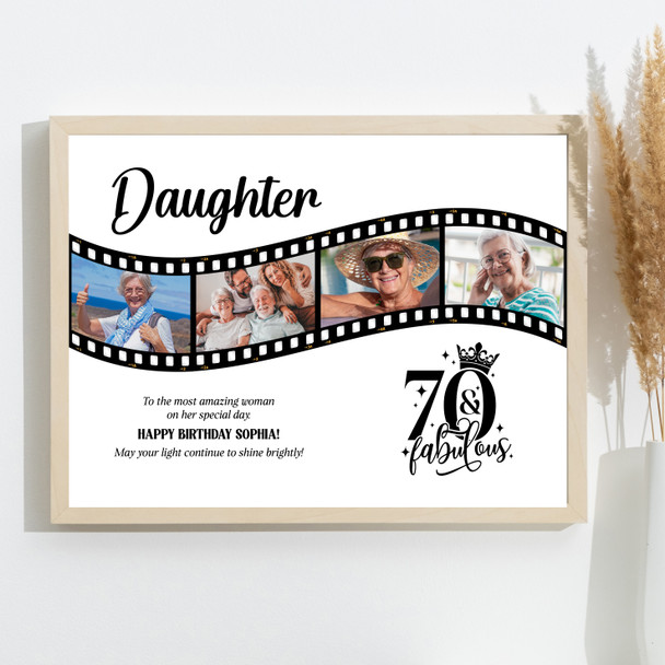 Photo Collage 70th Birthday Gift For Daughter 4-Photo Film Reel Print Or Canvas