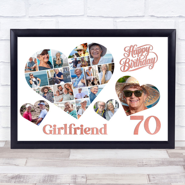 Photo Collage 70th Birthday Gift For Girlfriend 20-Photo Hearts Print Or Canvas