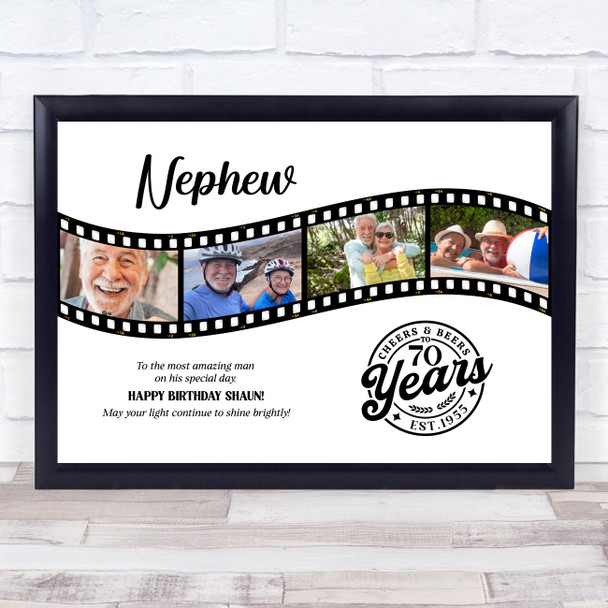 Photo Collage 70th Birthday Gift For Nephew 4-Photo Camera Film Print Or Canvas