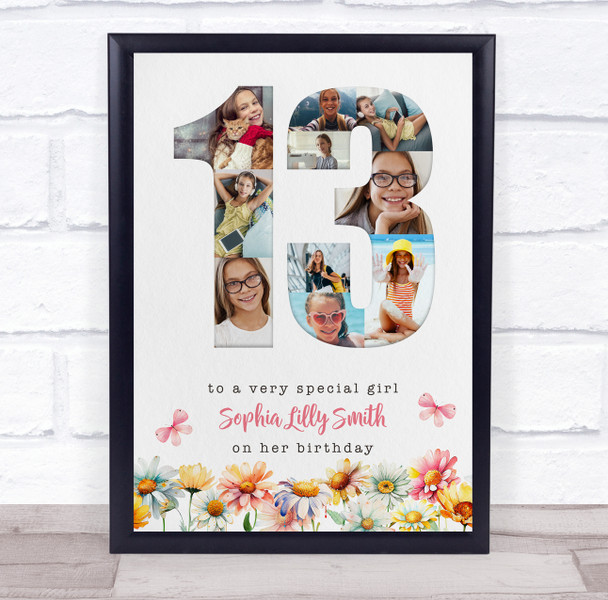 Photo Collage 10-Photo 13th Birthday Gift For Teen Girls Floral Print Or Canvas