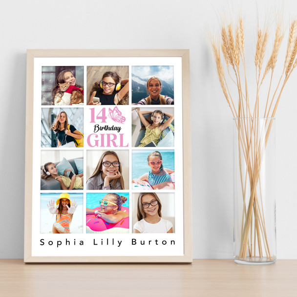 Photo Collage 11-Photo 14th Birthday Custom Gift For Teens Girl Print Or Canvas