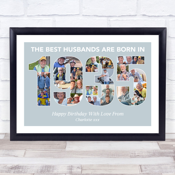 Photo Collage Blue Birthday Gift For Husband 24-Photo Year 1935 Print Or Canvas
