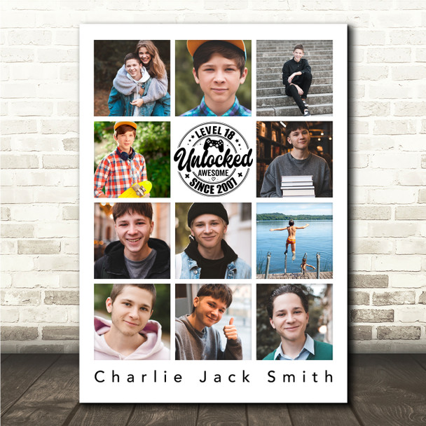 Photo Collage 11-Photo 18th Birthday Custom Gift For Teens Boys Print Or Canvas