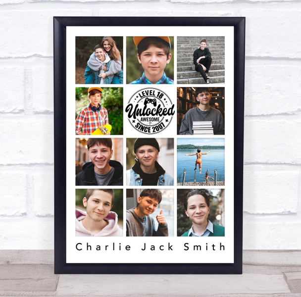 Photo Collage 11-Photo 18th Birthday Custom Gift For Teens Boys Print Or Canvas
