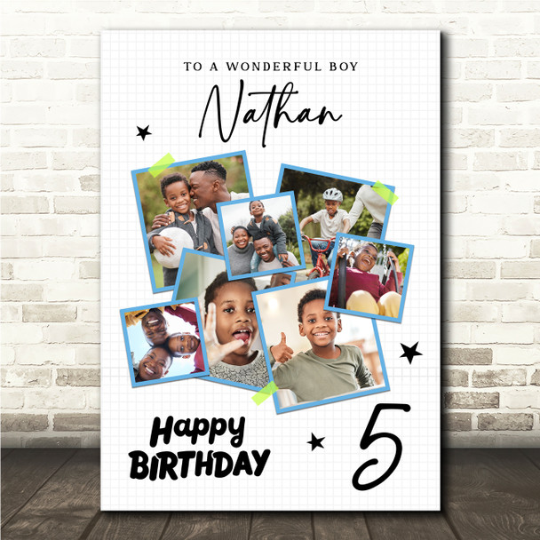 Photo Collage Kids Birthday Gift For Boys Any Age 7-Photo Stars Print Or Canvas