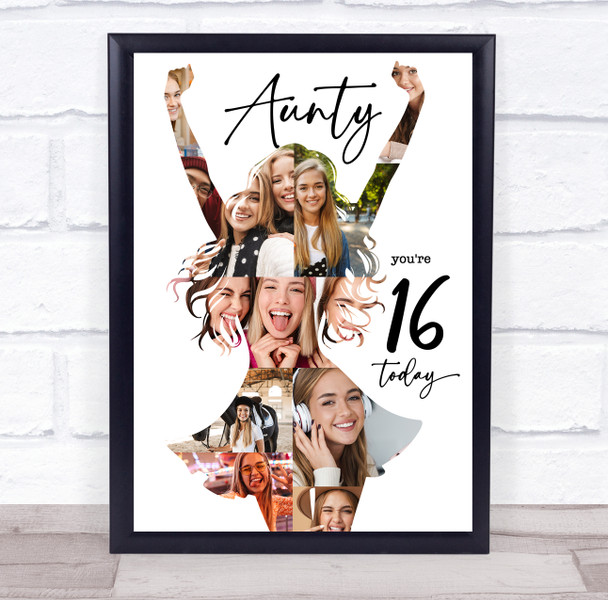 Photo Collage 16th Birthday Custom Gift For Aunty 9-Photo Women Print Or Canvas