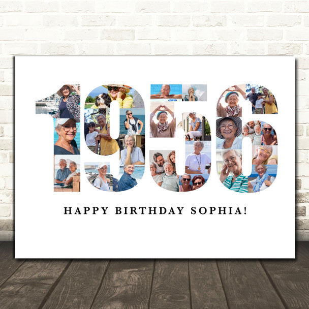 Photo Collage White Birthday Gift For Anyone 23-Photo Year 1955 Print Or Canvas