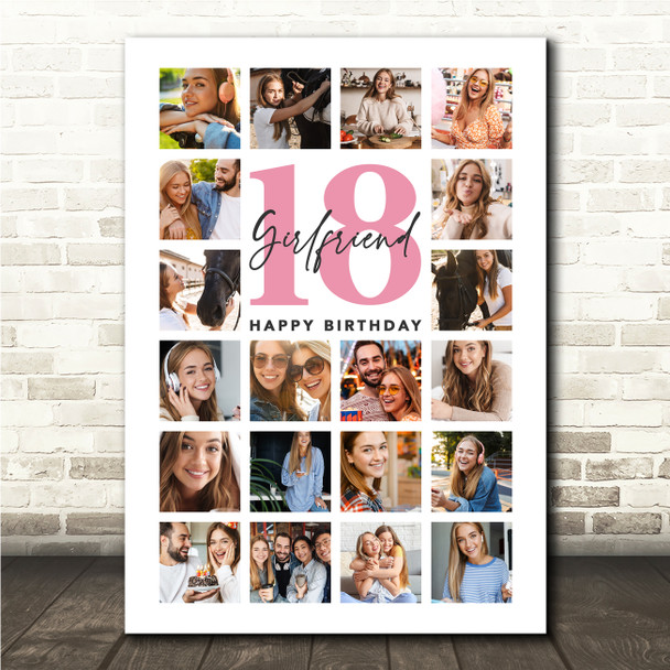 Photo Collage 18th Birthday Custom Gift For Girlfriend 20-Photo Print Or Canvas
