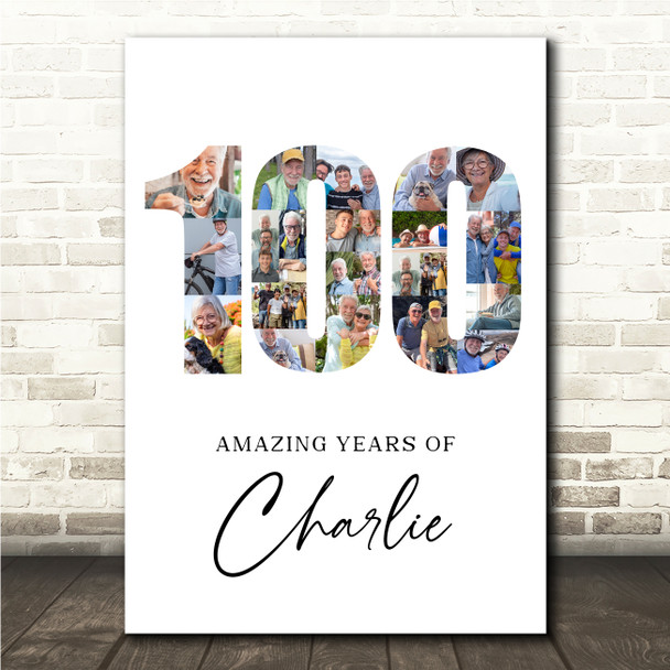 Photo Collage 100th Birthday 23-Photo Birthday Gift For Him 100 Print Or Canvas