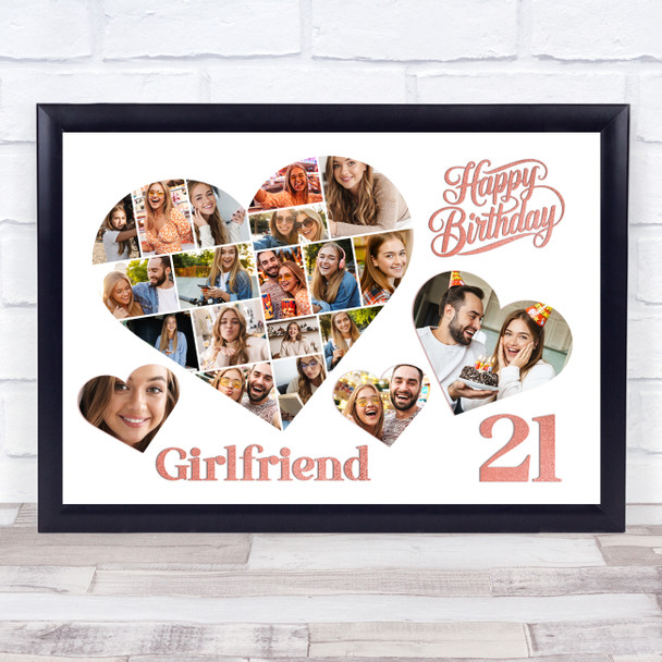 Photo Collage 21st Birthday Gift For Girlfriend 20-Photo Hearts Print Or Canvas