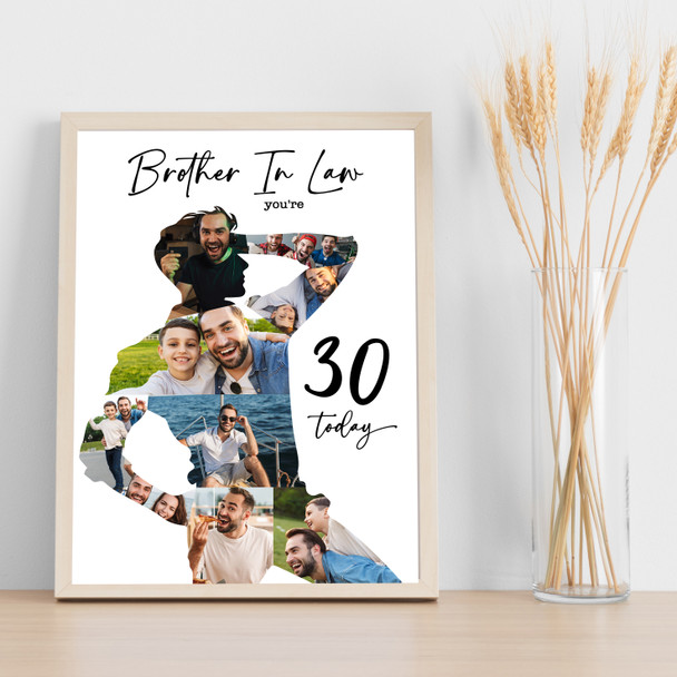 Photo Collage 30th Birthday Gift For Brother-In-Law 9-Photo Man Print Or Canvas