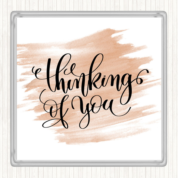 Watercolour Thinking Of You Quote Coaster