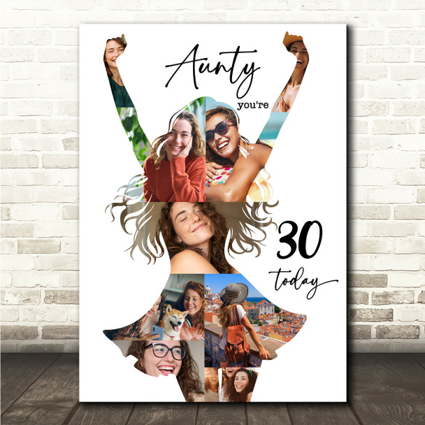 Photo Collage 30th Birthday Custom Gift For Aunty 9-Photo Women Print Or Canvas