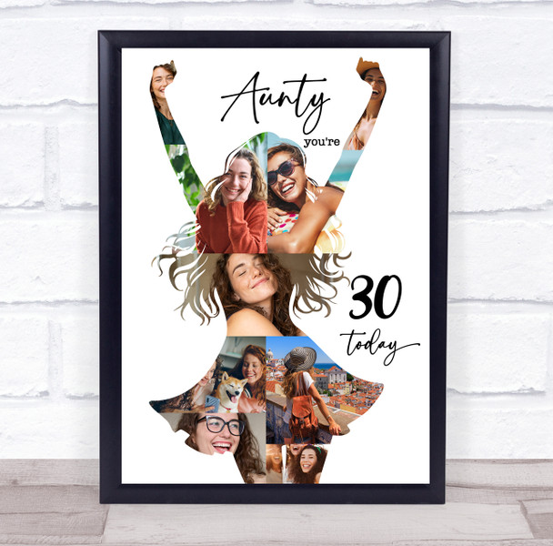 Photo Collage 30th Birthday Custom Gift For Aunty 9-Photo Women Print Or Canvas