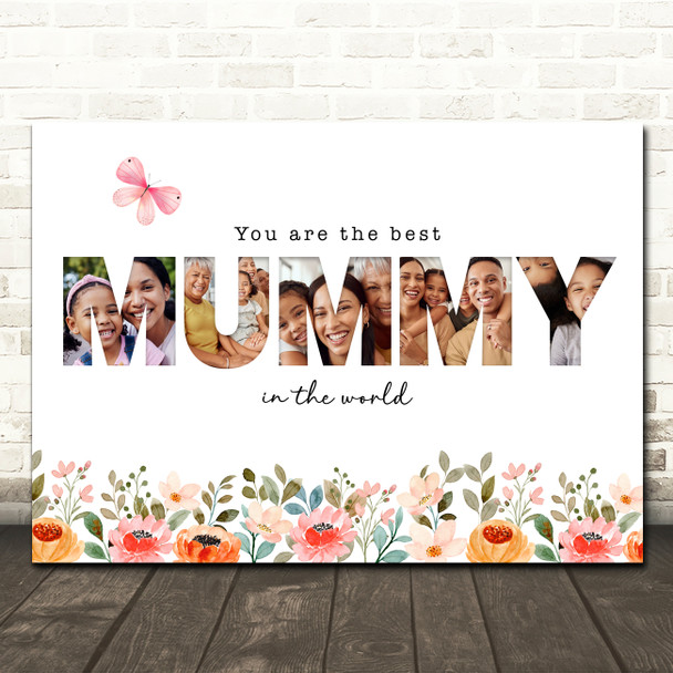 Photo Collage Floral 5-Photo Custom Gift For Mummy Any Occasion Print Or Canvas