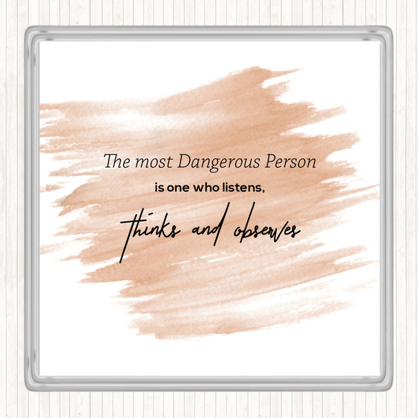 Watercolour Thinks And Observes Quote Coaster