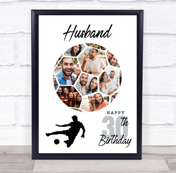Photo Collage 30th Birthday Gift For Husband 14-Photo Football Print Or Canvas