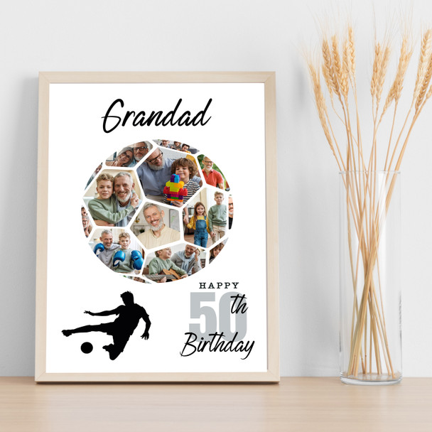 Photo Collage 50th Birthday Gift For Grandad 14-Photo Football Print Or Canvas