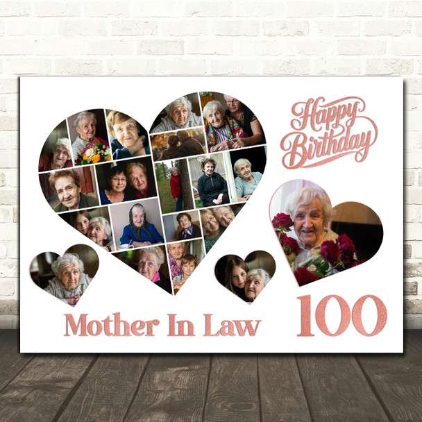 Photo Collage 100th Birthday Gift For Mother-In-Law 20-Photo s Print Or Canvas