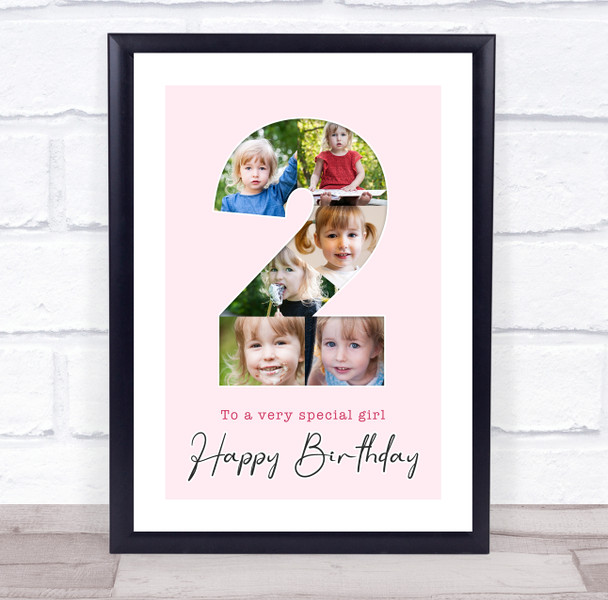 Photo Collage 6-Photo 2nd Birthday Gift For Toddler Girls Pink Print Or Canvas