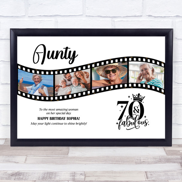 Photo Collage 70th Birthday Gift For Aunty 4-Photo Camera Film Print Or Canvas