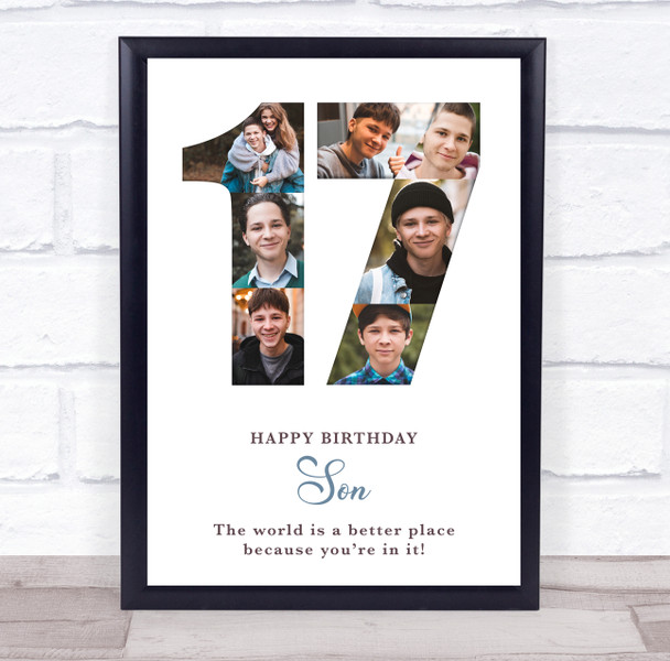 Photo Collage 7-Photo 17th Birthday Custom Gift For Boys White Print Or Canvas Photo Collage 7-Photo 17th Birthday Custom Gift For Boys White Print Or Canvas