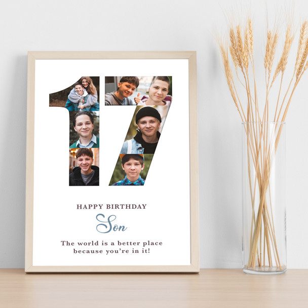 Photo Collage 7-Photo 17th Birthday Custom Gift For Boys White Print Or Canvas Photo Collage 7-Photo 17th Birthday Custom Gift For Boys White Print Or Canvas