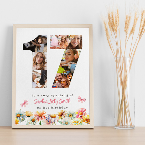 Photo Collage 7-Photo 17th Birthday Gift For Teen Girls Floral Print Or Canvas Photo Collage 7-Photo 17th Birthday Gift For Teen Girls Floral Print Or Canvas