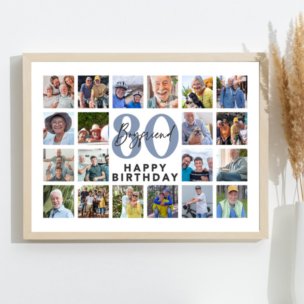 Photo Collage 80th Birthday Custom Gift For Boyfriend 20-Photo Print Or Canvas