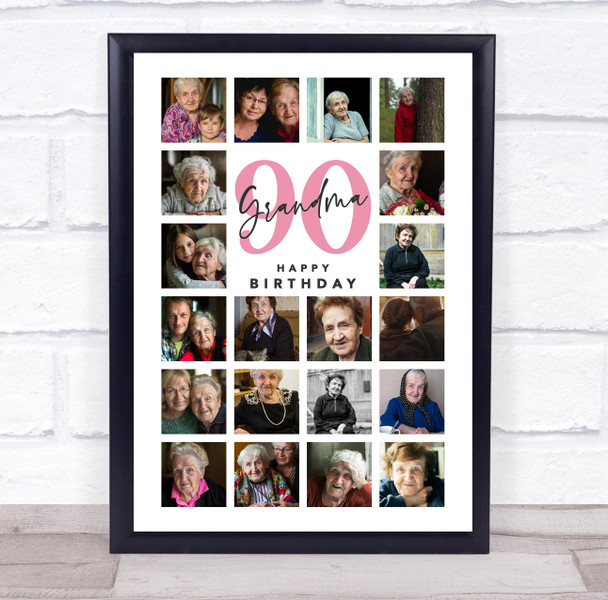 Photo Collage 90th Birthday Gift For Grandma 20-Photo Portrait Print Or Canvas