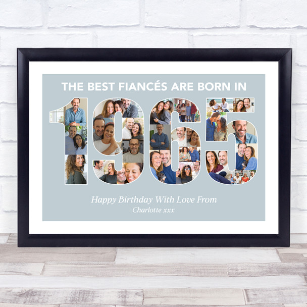 Photo Collage Blue Birthday Gift For Fiance 24-Photo Year 1965 Print Or Canvas
