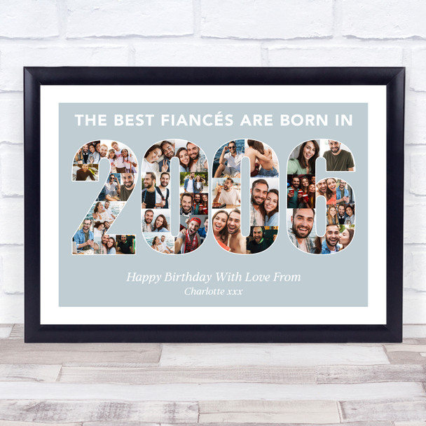 Photo Collage Blue Birthday Gift For Fiance 34-Photo Year 2006 Print Or Canvas