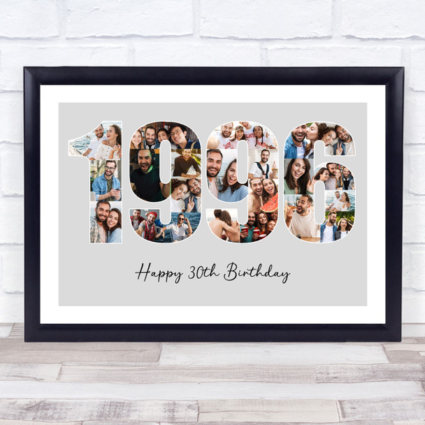 Photo Collage Grey Birthday Gift For Anyone 23-Photo Year 1996 Print Or Canvas