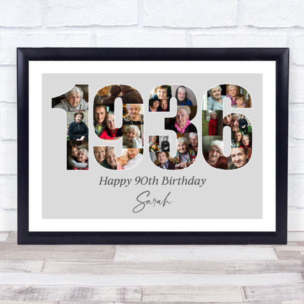 Photo Collage Grey Birthday Gift For Anyone 24-Photo Year 1935 Print Or Canvas
