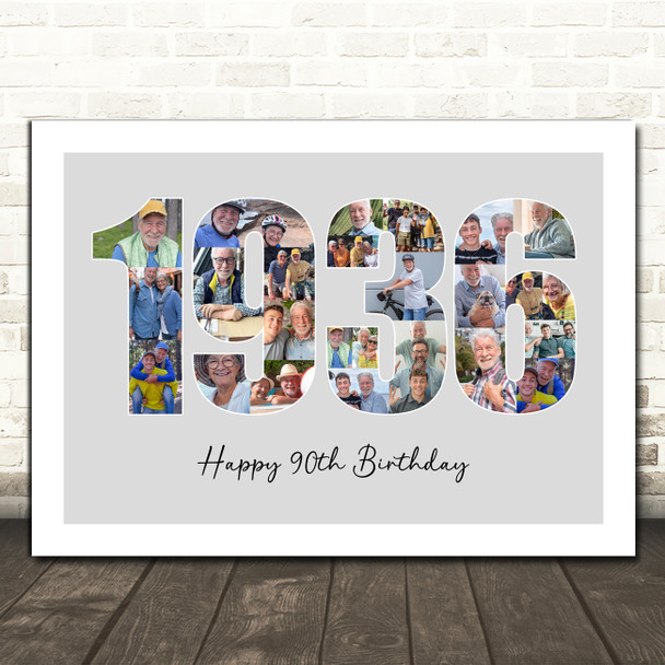 Photo Collage Grey Birthday Gift For Anyone 25-Photo Year 1936 Print Or Canvas