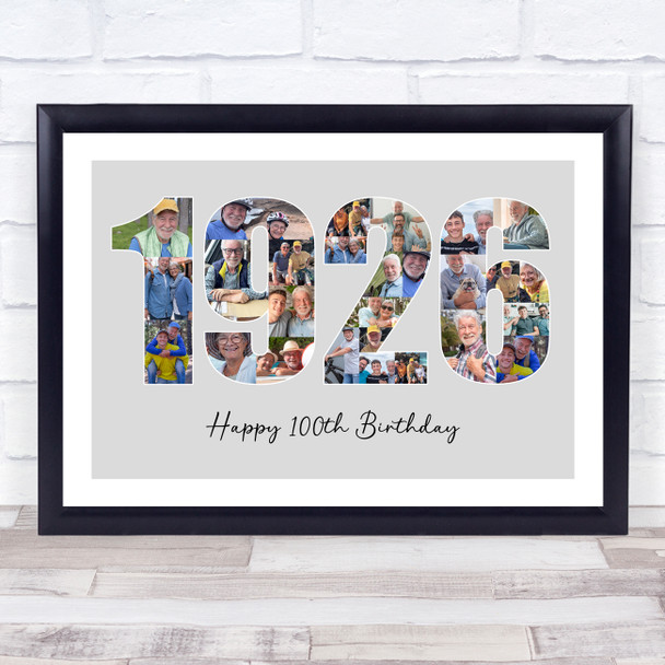Photo Collage Grey Birthday Gift For Anyone 27-Photo Year 1926 Print Or Canvas