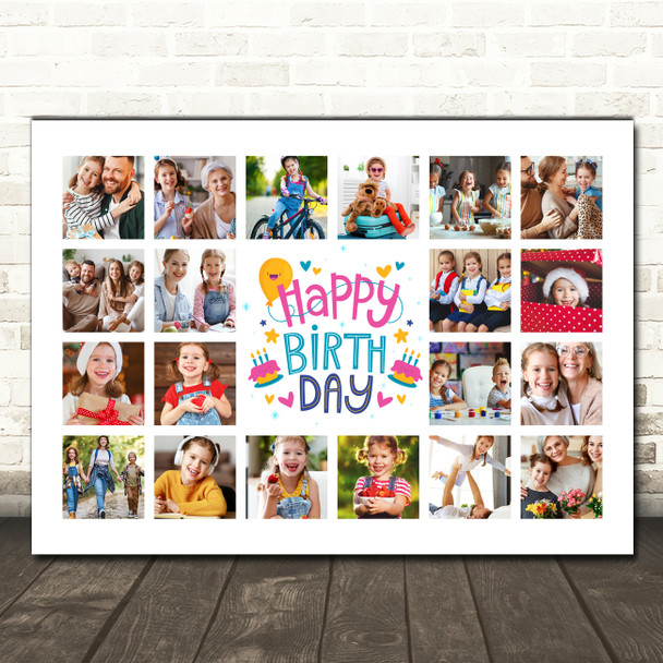 Photo Collage 20-Photo Birthday Custom Gift Kids Balloons Cake Print Or Canvas