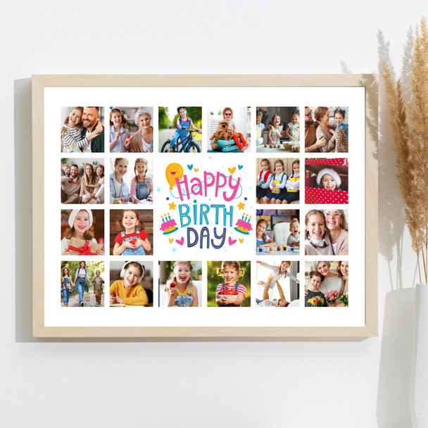 Photo Collage 20-Photo Birthday Custom Gift Kids Balloons Cake Print Or Canvas