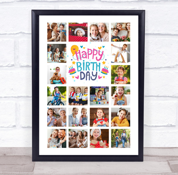 Photo Collage 20-Photo Kids Birthday Custom Gift Balloons Cake Print Or Canvas