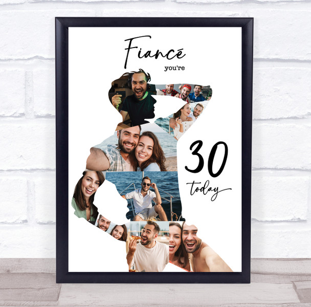 Photo Collage 30th Birthday Custom Gift For Fiancé 9-Photo Man Print Or Canvas