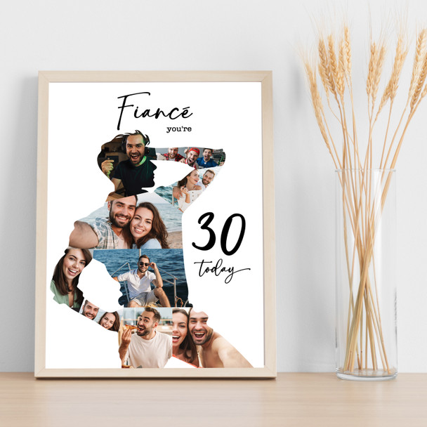 Photo Collage 30th Birthday Custom Gift For Fiancé 9-Photo Man Print Or Canvas