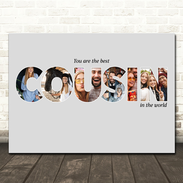 Photo Collage Grey 6-Photo Custom Gift For Cousin Any Occasion Print Or Canvas