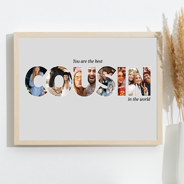 Photo Collage Grey 6-Photo Custom Gift For Cousin Any Occasion Print Or Canvas