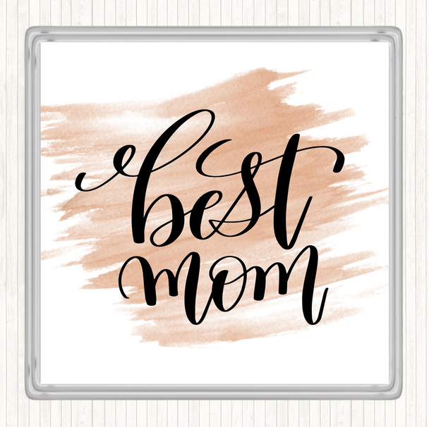 Watercolour Best Mom Quote Coaster