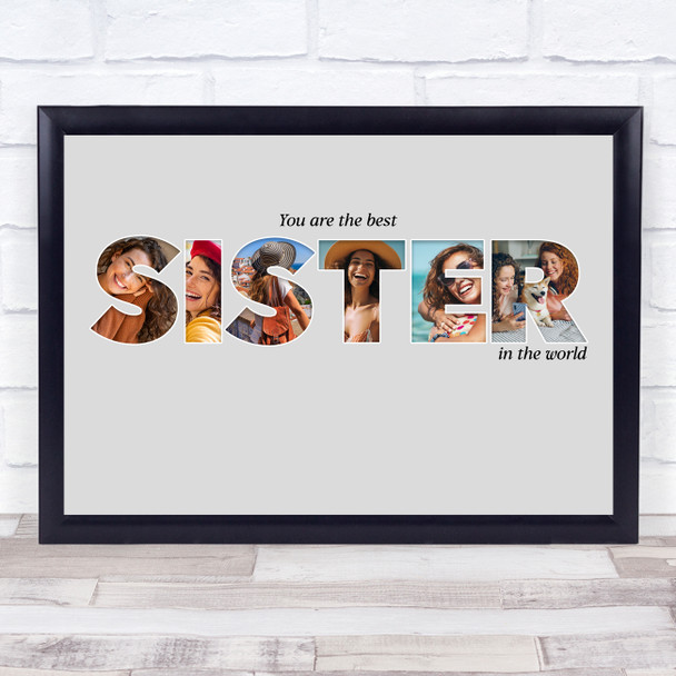 Photo Collage Grey 6-Photo Custom Gift For Sister Any Occasion Print Or Canvas