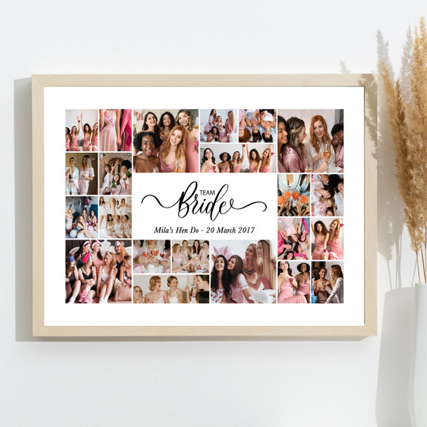 Photo Collage Hen Do Custom Gift For Bride 22-Photo Team Bride Print Or Canvas Photo Collage Hen Do Custom Gift For Bride 22-Photo Team Bride Print Or Canvas