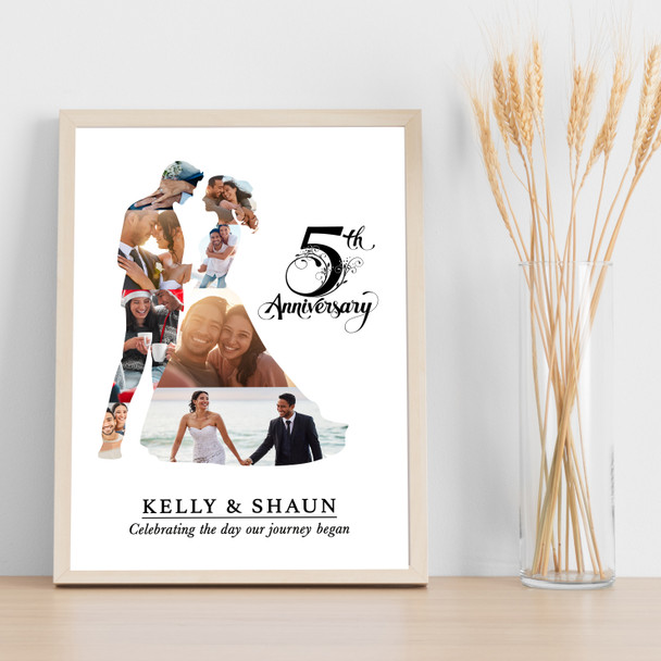 Photo Collage 5th Wedding Anniversary Custom Gift Photo Couple Print Or Canvas