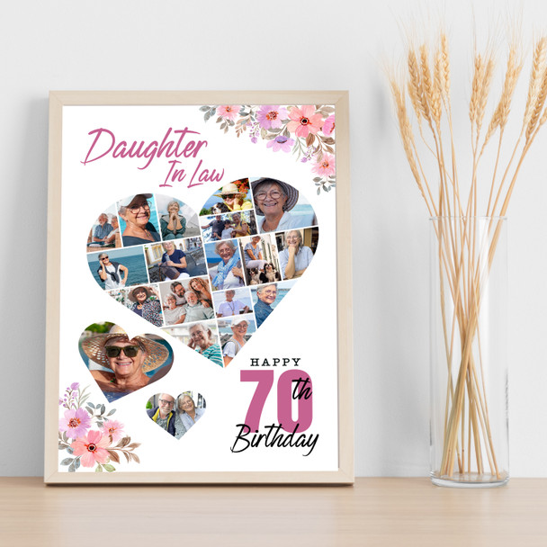 Photo Collage 70th Birthday Gift For Daughter-In-Law 19-Photo Print Canvas
