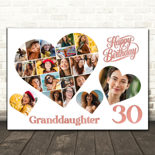 Photo Collage 30th Birthday Gift For Granddaughter 20-Photo s Print Or Canvas